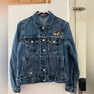 Gap Denim Jeans Jacket Embroidered & Embellished Button Up
